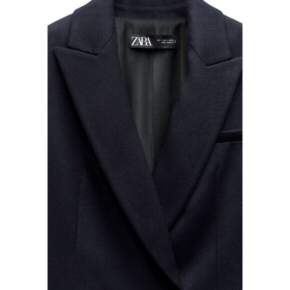 ZARA Double Breasted Blazer Women's sz M Black Suit Business Casual Corpcore - Picture 6 of 14